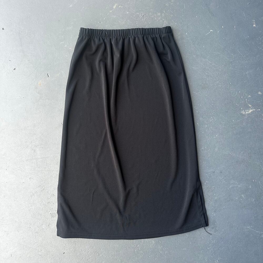 Vintage Rare Editions Black Stretch Midi Pencil Skirt Side Slit